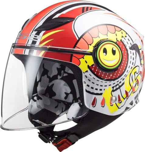 LS2, Casco Moto per Bambini FUNNY SLUCH Gloss Red White, M