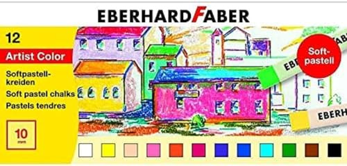 Eberhard Faber 522512 - Artist Color Softpastellkreiden in 12 brillanten Farben, weicher Abstrich, im Kartonetui, zum Mischen und Verreiben, ideal für flächiges Malen, in der Schule und Freizeit