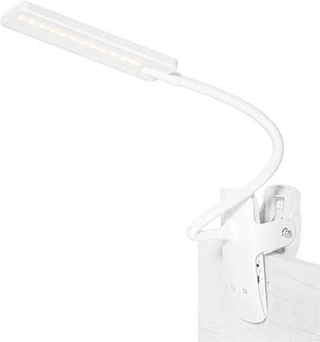 PRENDELUZ Flexo LED de pinza orientable blanco 6W 3200K, ideal para iluminar espacios reducidos y lectura.
