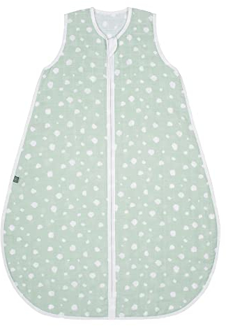 emma & noah Premium Baby Schlafsack Sommer, Bequem & Atmungsaktiv, 100% Bio-Baumwolle, Oeko-TEX Zertifiziert, Flauschig Weich, Bewegungsfreiheit, 0.5 TOG (Punkte Mint, 70 cm)