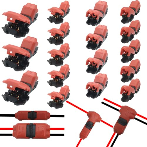 CTRICALVER Niederspannung Kabelverbinder Ohne Abisolierung Stecker-Kit staubdicht, 17 Stück, rot 5