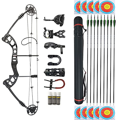 SHARROW Compoundbogen Set Bogenset für Bogenschießen Sportbogen Verstellbarer Jagd Compound Bögen Set 30-55 lbs 310FPS Outdoor Jagdausrüstung mit Komplettes Zubehör Kit, Rechte Hand