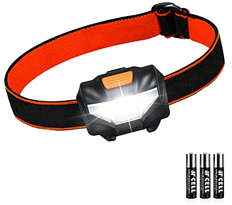 Detake LED Head Torch, Super Bright Lightweight LED Headlamp with 3 Lighting Modes, Battery Powered Waterproof LED Headlight for Camping, Running, Cycling, Fishing, Hiking, Reading, Outoor Sports