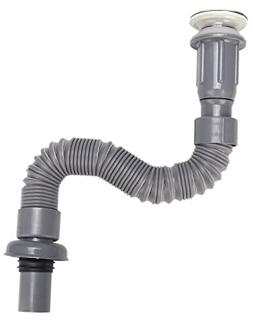 Universal Abflussschlauch Grau Flexibles Anschlussrohr PVC Ausziehbar Siphon für Küchenspülen Waschbecken WC Badezimmer Waschtisch