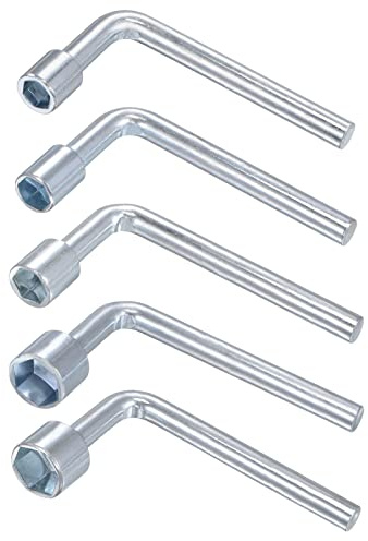 sourcing map 7mm 8mm 10mm 13mm 14mm Metric L Shaped Angled Open Hex 6 Point Socket Wrench Set, Single Ended