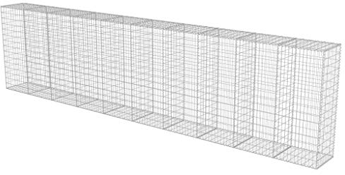 Gecheer Gabionenwand mit Abdeckung Gabione Steinkorb Drahtkorb Gabionenkorb Steinkorb-Gabione Steingabionen Gabionen-Pflanzkorb Gabionenkörbe Gabionen Hochbeet 600 x 50 x 150 cm (L x B x H)