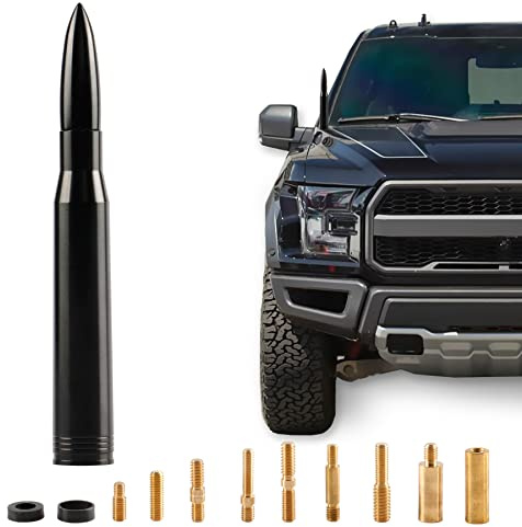 BJSIA Universal Car Antenna Replacement Compatible with Ford, Dodge, Chevrolet, GMC, Jeep, Toyota Truck Replacement Antenna - Made of Rugged Billet and Aluminum, Black, Car Accessories