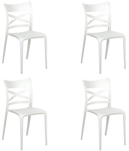 Totò Piccinni Sedia SCOTLAND in polipropilene in fibra di vetro design impilabile (Bianco, 4)