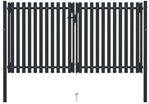 INLIFE Doppelflügel Zauntor Stahl 306x220 cm Anthrazit,82.45kg,146354