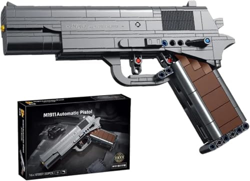 Aprila Technik Gewehr Bausteine Schießwaffe Modell, 333 Klemmbausteine Desert Eagle Pistol Bausatz mit Schussfunktion, Waffen Waffen-Gewehr Bauset Konstruktionsspielzeug, Kompatibel mit Lego Technic