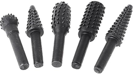 Holz Bohrer Fräser Set - 5tlg Holzraspel Raspel Holzschnitzerei Bohrmaschine Zubehör Zylinderfräser für Gravieren und Bohren, 1/4'' 6mm Schaft