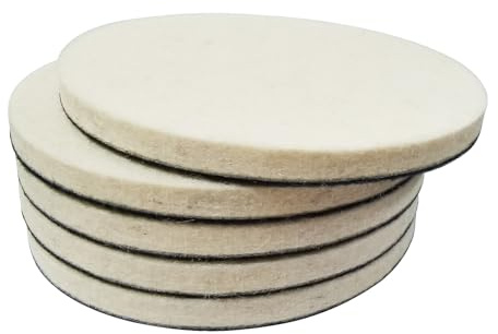 JUNLIXN 5 Inch Wool Felt Polishing Pads,5Pcs Wool Buffing Wheels Polishing Pads Flocking Hook & Loop Back for Random Orbital Sander