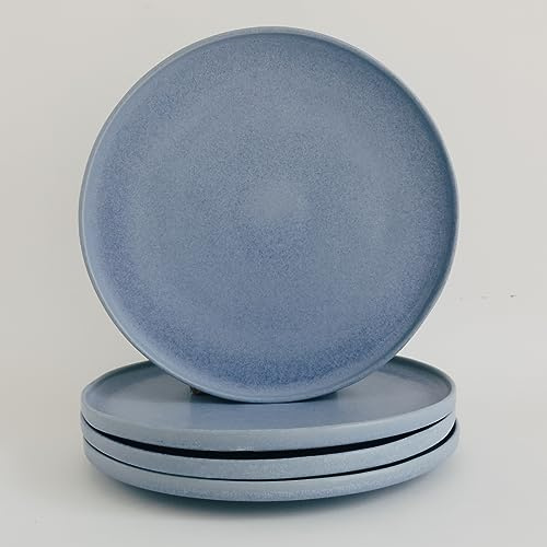NAKOA Speiseteller Keramik 4er Set | Handgefertigtes Steingut Geschirrset | Langlebig & Spülmaschinenfest | Mikrowellengeeignet | Hochwertige große Teller | Modernes Design | 28x2,5cm | Into the Sea