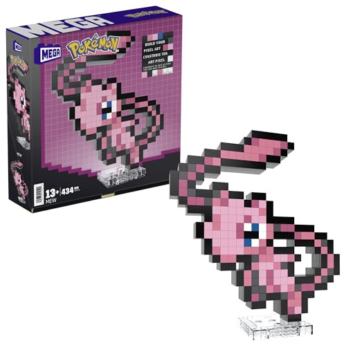 MEGA Pokémon Actionfigur-Bauset, Evoli mit 323 Teilen im Retro-Pixelstil, ideal als Tisch- oder Wanddeko, Spielzeug für Sammler zum Zusammenbauen und Präsentieren, HWR80