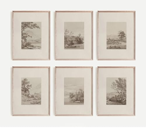 Joocrise Neutral Wall Art Decor Set of 6 Vintage Canvas Wall Art Rustic Farmhouse Wall Art Botanical Prints Country Pictures Neutral Vintage Artwork for Living Room Bedroom 8x10 Inch Unframed