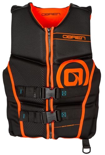 O'Brien Flex V-Back Life Jacket – Coast Guard Approved Adult Life Vest with Flex Fit Design, Lightweight Foam & Front Zip Closure for Watersports, Boating, and Jet Skiing