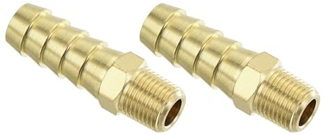 QUARKZMAN Kopplingar Mässing Slangkoppling 2 st 3/8 Barb x 1/8 Mässing NPT Hane Slangkoppling för Luftbränsle Vatten