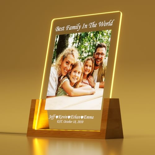 Ecavboc Personalisierte Weihnachtsgeschenke Foto Bilderrahmen LED, für Frauen＆Männer Benutzerdefinierter Text&Foto Freund Familie zum Valentinstag, Jahrestag, Geburtstag