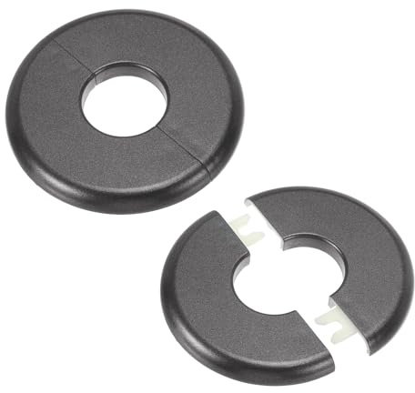 PATIKIL Plaque d'Écussons Auto-Adhésive Ronde en ABS 1.1/28mm, 2pcs Couverture Murale pour Tuyau d'Eau, Cache Mitigeur Douche Boucles Rosace Robinet Chauffage Plomberie Mural, Gris