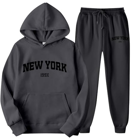 Generisch Jogginganzug Set Herren Sweatshirt und Jogginghose Unisex Warmes Trainingsanzug Langarm Sportanzug Sport Outfit S et Zweiteiler Elegant Jogger Bequem Baggy Stretch Fitnessanzug
