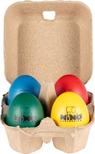 Nino Percussion Egg Shaker Set, Mehrfarbig (NINOSET20) | Musikinstrument für Kinder ab 3 Jahren, 4 Stück, Inklusive Box, Kunststoff
