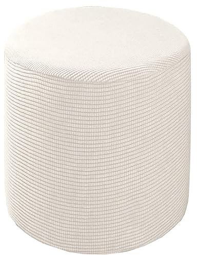 Hockerbezug Quadratisch 35x35/40x40/60x60 Fußhocker Bezug Ottomane Rund Schonbezug Stretch Husse für Fußhocker Ottomanischer Hocker-Bezug Überzug Hocker Protector Waschbar(#6,Diameter:60cm)