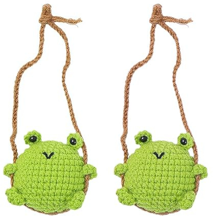 Pendentifs Grenouille 2 Pièces, Pendentifs Au Crochet Faits À La Main, Pendentifs Créatifs, Pendentifs Rétroviseur, Pendentifs De Décoration pour La Maison