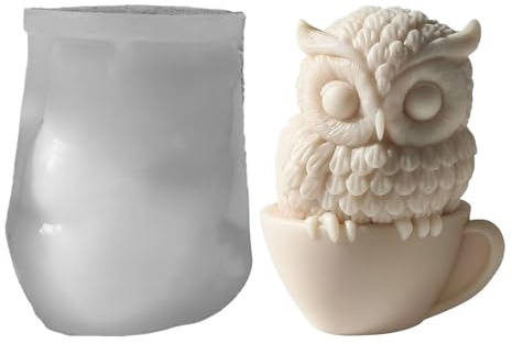 JIEBWCHA 3D Eulen Silikonform Kerzenform Eulen Silikon Form Tierstatuen Eulen Silikonform Handgemachte Seife SilikonForm Eulenform 3D Silikon Backform Für Schokolade,Handwerk Sojawachs Kerzen, Seife