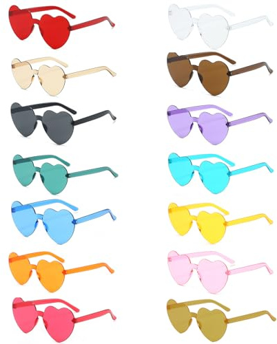 xianshi Herz sonnenbrille,Herzbrille,Herzbrille Rot,Sonnenbrille Herzform,Randlose Herz Brille,Damen Love Shaped Sunglasses,Für Party, Hochzeit, Karneval,Halloween (14)