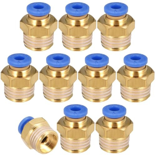 TA-VIGOR 4mm Pneumatic Push to Connect Fittings, G1/4 Male Thread Quick Connect Straight Coupler, Air Line Push Fit Connectors for Pneumatic Systems and Air Compressors, 10Pcs