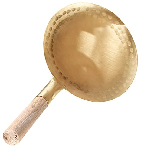 KICHOUSE Mestolo Multifunzione in Metallo e Legno Da 10 Cm Per Tofu e Riso, Manico Ergonomico Antiruggine, Cucchiaio Da Cucina Portatile Per Servire Zuppe e Alimenti Quotidiani