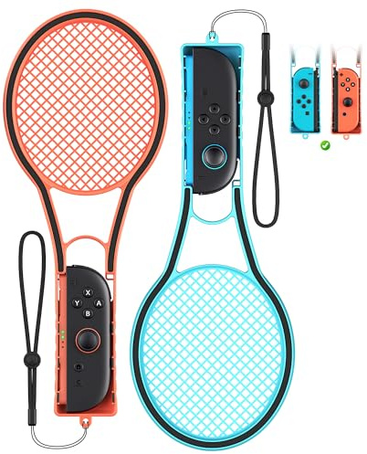 [Fit für Switch 2/1] 2-Pack Tennisschläger Hand Griffe für Nintendo Switch2/Switch1/OLED Modell, für Joycon2&1 Controller, Handhalter Zubehör für Mario Tennis Fever/Tennis Aces & Switch Sport Tennis