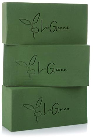 LaGreen Floral Foam Pack of 3 - Floral Sponge for Fresh Flowers, Dried Flowers, Flower Arrangements and Advent Wreath - 20 x 10 x 7 cm (Green)