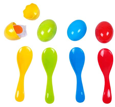 KICHOUSE 8Pcs Sports Egg and Spoon Balance for Spoons Eggs Educational for Promotes Coordination Teamwork