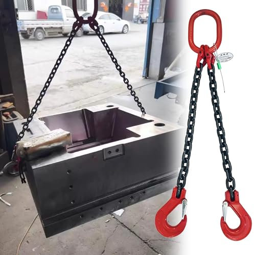 Chaînes de levage Chaînes de levage avec marquage standard, Élingues de chaîne en acier G80 Mn à 2 voies, Élingues à chaîne industrielle à usage intensif, Capacité de charge 1T/ 3T/ 5T/ 11T/ 21T/ 30T(