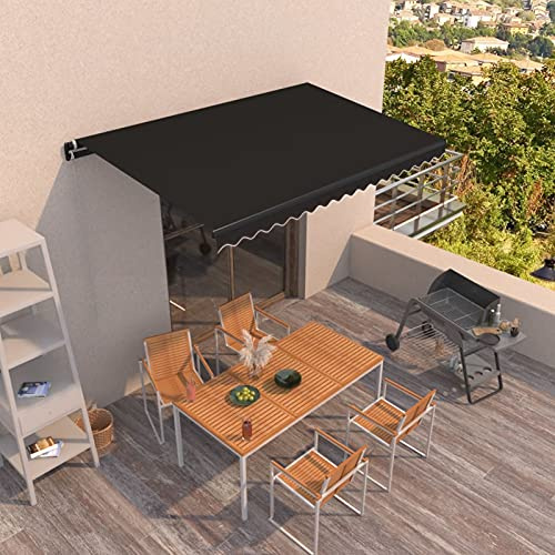 Festnight Manuelle Markise 400x350 cm Gelenkarmmarkise 350 Breit Kassettenmarkise Wasserdicht Gelenkmarkise Terrassenmarkise Sonnenmarkise Terrasse Balkon Sonnenschutz PU-Beschichtung Alu