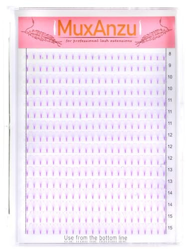 MuxAnzu 5D färg ögonfransförlängning prefabricerade fransrader kort stam naturliga prefabricerade solfjädrar C/D curl blå rosa lila brun lösögonfransar(lila, 5D 0,10 C 8-15MIXED)