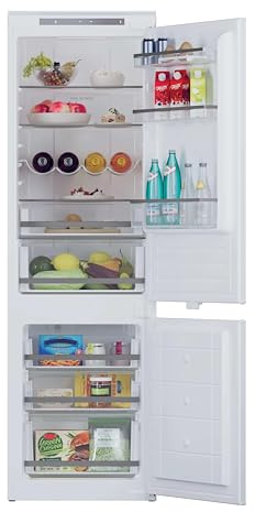 Hoover H-FRIDGE 300 Integrated Fridge Freezer, 244L, White, E Class | Built-in 2 Door Refrigerator, Static Technology, Reversible Doors, Internal Display, 54x54.5x177cm, HOBBMT18EK