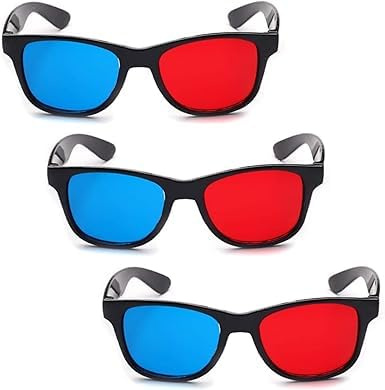 3Pcs Red and Blue 3D Glasses Universal TV Movie Dimensional Video Frame 3D Glasses DVD Game Glass 3D Style Glasses for 3D Movies Games,3D Viewing Glasses,Light Simple Design,Accessories