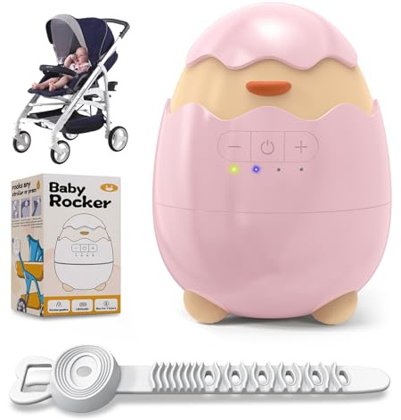 Robofun Kinderwagenschaukler - Das Original Schlafhilfe für Babys, 5 Einstellbare Schaukelintensitäten, USB-C Aufladbar, Tragbare Schaukelfunktion für Den Kinderwagen Beweger Elektrisch, Rosa