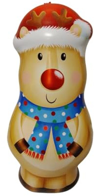 Christmas Giant Character Biscuit Tin – Festive Reusable Metal Tin Filled with Chocolate Chip Shortbread Biscuits – Assorted Designs Picked at Random (Pack of 1(Reindeer))