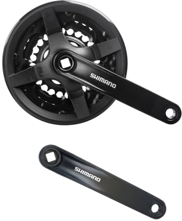 Resul FC-TY301 Kurbelgarnitur, 42-34-24 Zähne, 6/7/8-fach, 175 mm Kurbelarmlänge, Aluminium Kurbeln mit Stahl Kettenblättern, Vierkant, MTB/Trekking, mit Kettenschutz