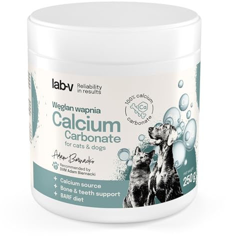 Lab-v Barf Calciumcarbonat – 100% reines Calcium – für Hunde & Katzen – Einzelfuttermittel – 250 g