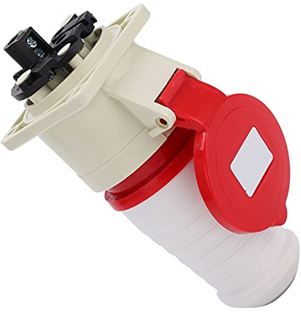 Hamwesh Enchufe Trifásico, 380 415V 32A IP44 Enchufe Industrial Impermeable, Conector de Alimentación Industrial de 4 Pines con de Apriete de Goma para Plantas Químicas Agrícolas Industriales
