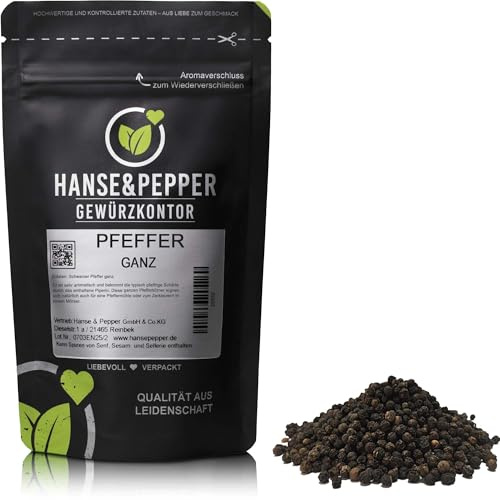 500g Pfeffer Schwarz ganz in Premium Qualität optimal für Mühle- Plus Serie