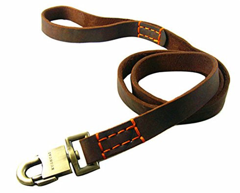 1.5 Meter Hundeleine Leder Große Hunde Braun Lederleine Retrieverleine Führleine Trainingsleine Luxus Walking Schleppleine Vollrindleder Übungsleine Leash Mittlere Grosse Hunde (Stitching, 150cm)