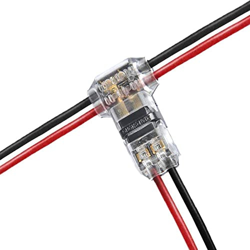 Kalolary 24 Pack 2 Pin 3 Way Low Voltage Universal Compact Wire T Tap Connectors, 20-24AWG Electrical Wire Connection Self-Stripping Quick Splice | Low Voltage Universal Compact T Tap Wire Connectors, 20-24AWG Electrical Wire Connection Self-Stripping Quick Splice