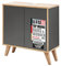 FACKELMANN Finn Badmöbel Set 2 Teile/Waschbeckenunterschrank mit Push-to-Open / 4 Holzfüße/Badschrank mit 2 Türen/Korpus & Front: Schwarz/Rahmendekor & Füße: Braun hell/Breite: 60 cm