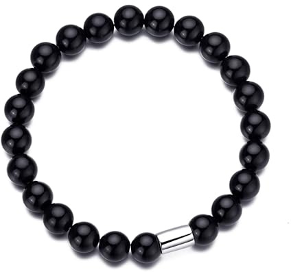 Philip Jones herr svart onyx ädelsten stretcharmband, En storlek, Svart onyx, Svart Onyx