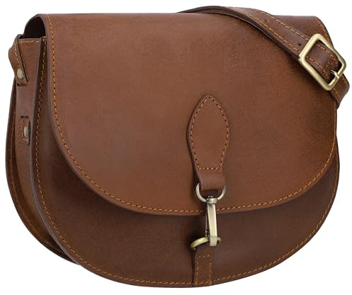 Gusti Leder Umhängetasche Wiebke – Damen Handtasche klein, Vintage Schultertasche Crossbody Bag robust, elegantes Rindsleder mit Magnetverschluss, verstellbarer Gurt